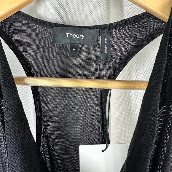 Theory Cowl Racerback Washable Silk Tank Top Black Size Medium Minimalist - Picture 4 of 11